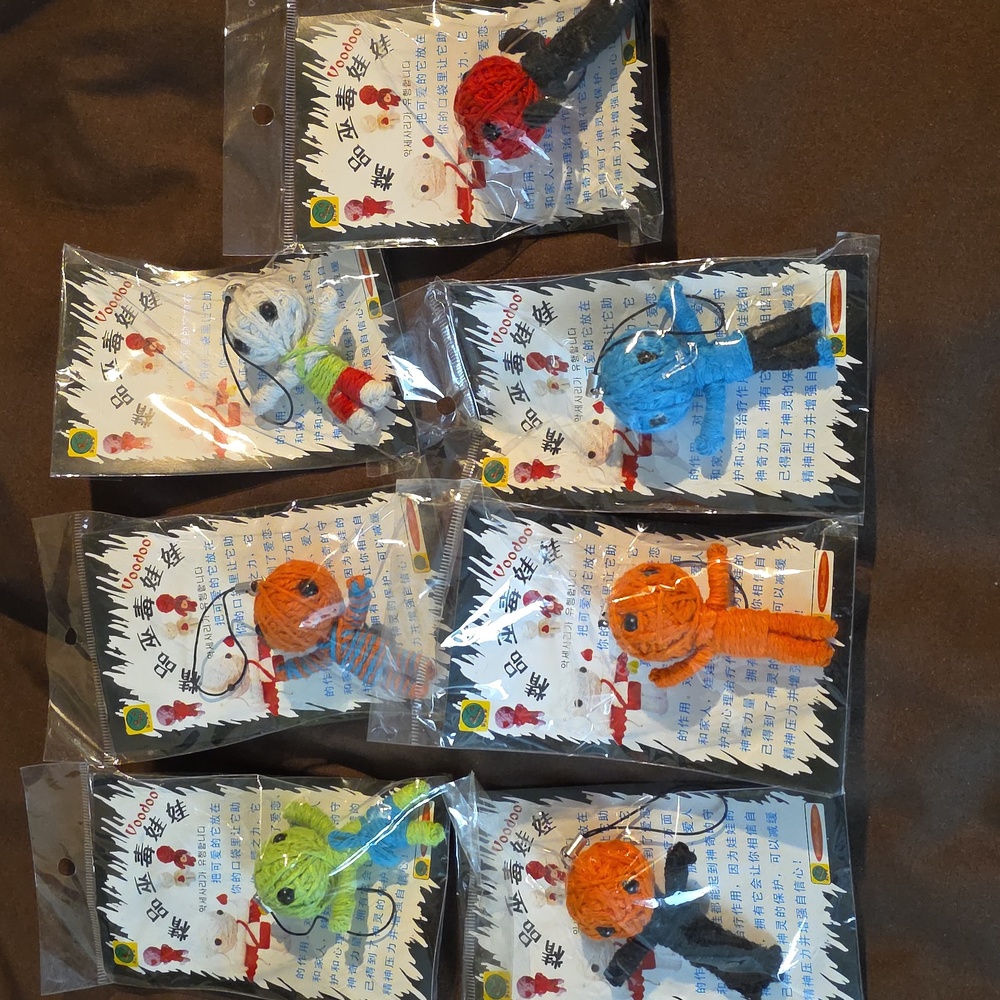 Colorful Voodoo Doll Keychains 7 In Total Each Doll Aprox 2.5 X 1 3/4 Inches